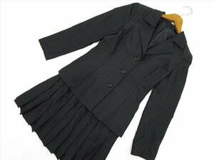 美品 ビバユー VIVA YOU 長袖テーラードジャケット+ミニ丈プリーツスカート 2点セット S ブラック