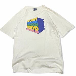 Rare 90s~00s old STUSSY オールドステューシー プリントTシャツ カットソー ホワイト 白色 半袖 クルーネック ape goodenough supreme