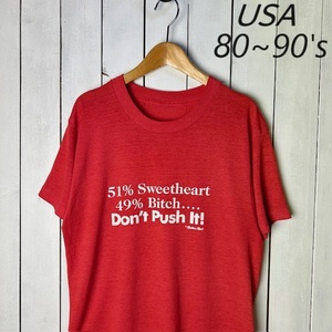 T●44 USA古着 80s～90s mellow mail Tシャツ 赤 S～M オールド ヴィンテージ アメリカ古着 シングルステッチ