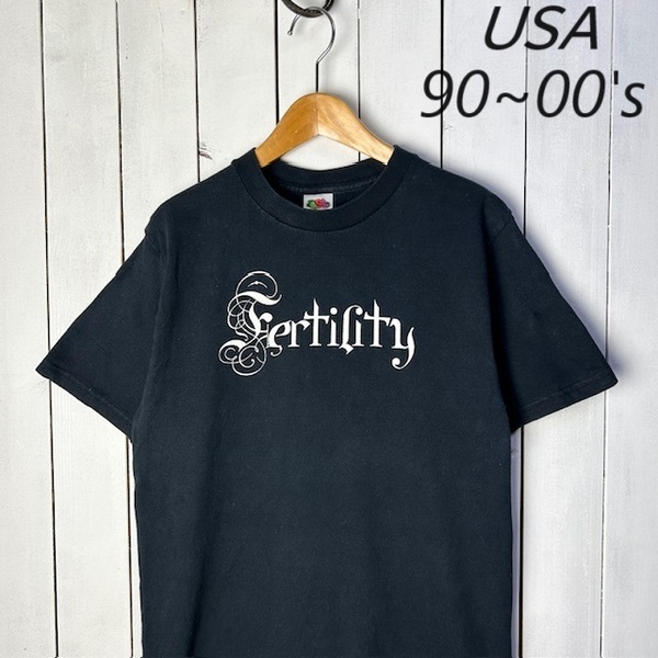 T●61 USA古着 90s～00s プリントTシャツ FRUIT OF THE LOOM S 黒 オールド ヴィンテージ アメリカ古着