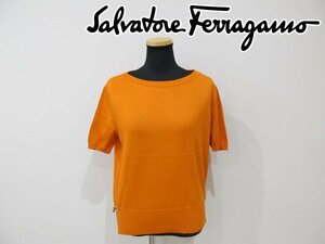 １円 　サルヴァトーレ・フェラガモ　半袖ニットシャツ　サイズM 　オレンジ　