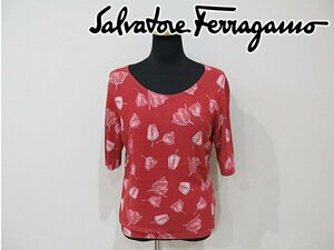 1 jpy Salvatore * Ferragamo short sleeves knitted shirt size M red series 