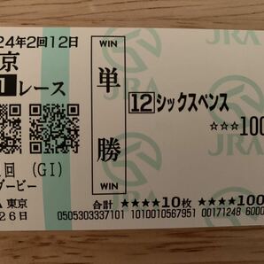 シックスペンス　日本ダービー　2024年　単勝　現地馬券　JRA 競馬　　