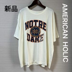 新品・タグ付き　アメリカンホリック　ロゴピグメントTEE アイボリー　L 綿100%