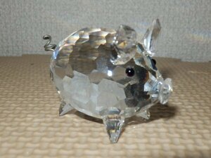o125：スワロフスキー 豚 インテリア 飾り 置物 訳 クリスタル ガラス