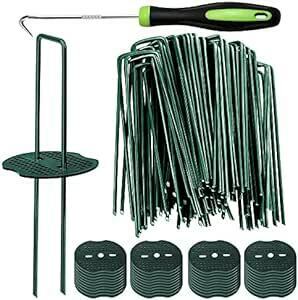 u pin . green circle attaching 50 pcs set Bakulyor 15cm weed proofing seat artificial lawn pin fixation for tweezers agriculture for insecticide net ko type pin 