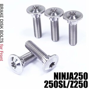 メール便OK！チタンボルト カワサキ NINJA250 NINJA250SL Z250専用 ブレーキディスクボルト フロント用 5本セット M8×30 P1.25 シルバー