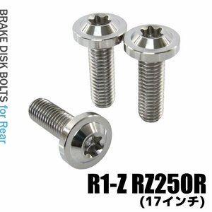 メール便OK！ チタンボルト ヤマハ R1-Z RZ250R 17インチ専用 ブレーキディスクボルト リア用 3本セット M8×25 P1.25 シルバー 軽量化