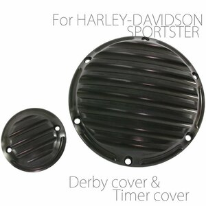 Harley Sports Star Star Derby Cover Timer Cover Set B Отверстие 6 отверстие Черное левое и правое XL883 XL1200 2004-2017 Модель