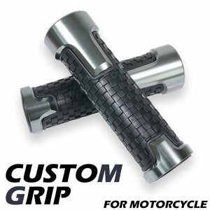 アルミグリップ ソフトタイプ アルマイト 滑り止めラバー ブロックパターン グレー 22.2mm TL1000S SV650X GSX-R600 XF650 XN85 GSX-F