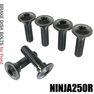 メール便OK！チタンボルト カワサキ NINJA250R専用 ブレーキディスクボルト フロント用 6本セット M8×30 P1.25 ブラック 軽量化 カスタム