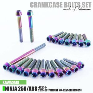 チタンボルト カワサキ Ninja250/ABS専用 ニンジャ250 EX250 2015-2017(- EX250LE011633) クランクケース エンジンカバー 20本 焼き色