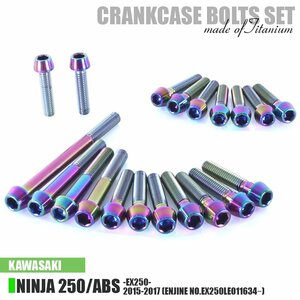 チタンボルト カワサキ Ninja250/ABS専用 ニンジャ250 EX250 2015-2017(EX250LE011634 -) クランクケース エンジンカバー 20本 焼き色