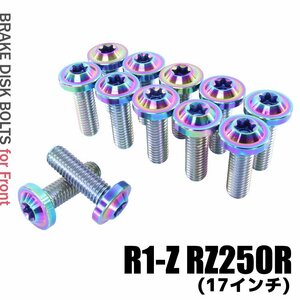 メール便OK！ チタンボルト ヤマハ R1-Z RZ250R 17インチ専用 ブレーキディスクボルト フロント用 12本セット M8×25 P1.25 焼き色 軽量化