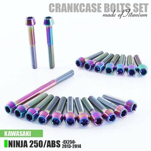 チタンボルト カワサキ Ninja250/ABS専用 ニンジャ250 EX250 2013-2014 クランクケース エンジンカバー ボルト セット 20本 焼き色 ネジ