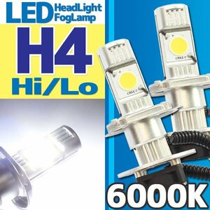 CREE製 バイク用 H4 LED ヘッドライト フォグランプ 6000K 6000ケルビン Hi/Lo切替 2灯分 冷却ファン付き 高性能デジタルコントローラー