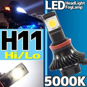 CREE製 バイク用 H11 LED ヘッドライト フォグランプ 5000K 5000ケルビン 1灯分 冷却ファン付き 高性能デジタルコントローラー 12V・24V用