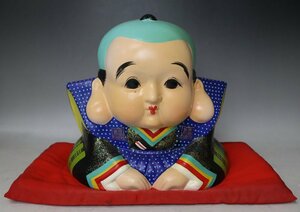 #W-3942# Showa Retro luck . doll quotient ..... thing savings box ornament red zabuton beautiful ceramics made #