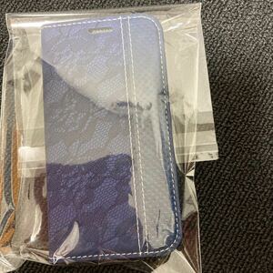 新品★iPhone12 mini ケース mini 手帳型 カバー アイフォン12 ミニ アイフォン 12ミニ ケース レース　ブルーおしゃれ 