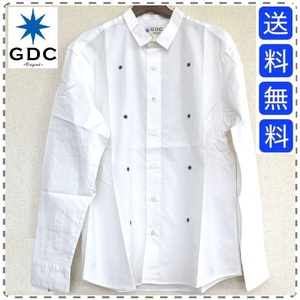 GDC ジーディーシー 日本製 長袖 メタルドレスシャツ ARIZONA METAL バックプリント 綿100% メンズLサイズ 白 送料無料 A403