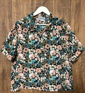 花 柄 シャツ 半袖 カラフル レトロ 個性的 おしゃれ かわいい かっこいい USA ヴィンテージ used vintage 古着/club723 クラブ723(N505)