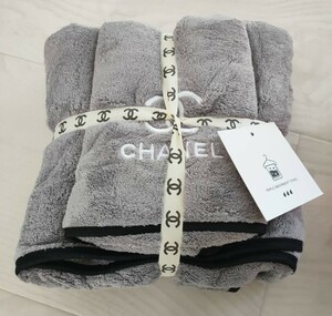 CHANEL シャネル ノベルティ タオルセット グレー 2枚セット　バスタオル　フェイスタオル