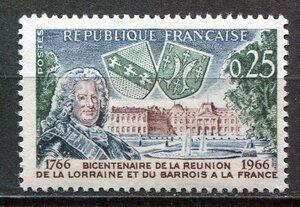 7824◇フランス　1966年　リュネビェ城とロレーヌ公爵　1種完　NH