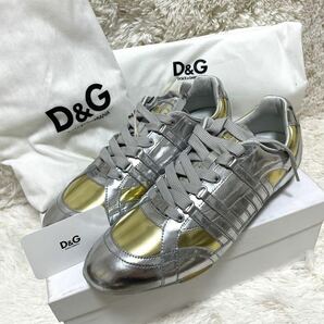 【未使用品】ドルチェアンドガッバーナ D&G スニーカー ゴールド×シルバー メンズ シューズ 靴