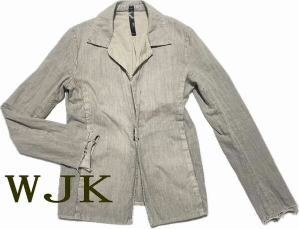 WJK 人気のフックシャツ ジャケット　リネン混　Sサイズ ダブルジェーケー　日本製　Japan