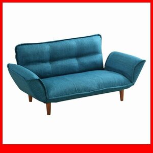  sofa *2 seater . reclining couch sofa / low sofa "zaisu" seat also / cloth pocket coil / made in Japan final product / turquoise blue / the lowest price /a6