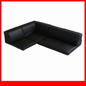  sofa * rearrangement free . floor sofa 3 seater . low type / reclining low table kotatsu ./ made in Japan imitation leather PVC/ black / new goods special price /a1
