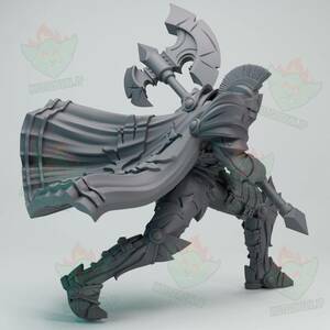 斧の騎士 攻撃ポーズ（Axe Knight Attacking）D&D・TRPG用 3Dプリント ミニチュア 未塗装