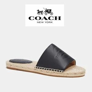 【COACH★CI033】コーチ レディースサンダル レザー エスパドリーユ ブラック 定価44,000円 新品