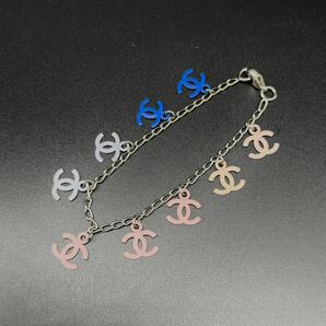 1円 美品 CHANEL シャネル ココマーク マルチカラー シルバー ブレスレット dD0250Nの画像3