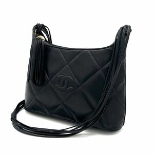 1円 良品 CHANEL シャネル マトラッセ ココマーク フリンジ ラムスキン 6連 ショルダー バッグ dD0466H