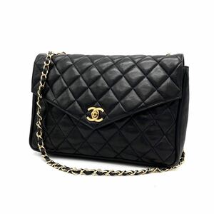 1円 良品 CHANEL シャネル マトラッセ ターンロック ココマーク ラムスキン チェーン ショルダー バッグ dD0584N