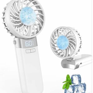 携帯扇風機 【2024夏新設計・接触冷感 急速冷却・折り畳み】 LEDディスプレイ表示