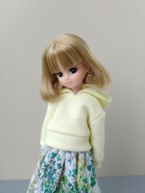 ☆リカちゃんのコーデ服３点set☆ハンドメイド・アウトフィット・OF・1/6ドール・パーカー・ボタニカルスカート・ピアス・フード_画像2