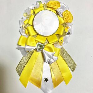 ロゼット ハンドメイド 痛ロゼット 痛バ 黄色×白 イエロー ホワイト