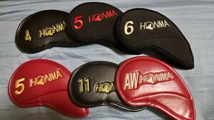 HONMA ホンマ アイアンカバー 6個セット #4 5 5 6 11 Aw 黒 赤 銀 金 新品 本間ゴルフ アイアンシングルカバー もぐら ゆうパケット 定形外