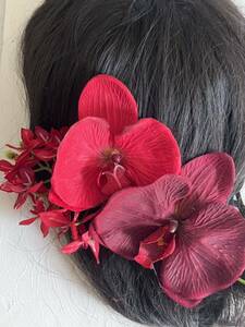  artificial flower . butterfly orchid bordeaux red hair clip a-tifi car ru flower front ..