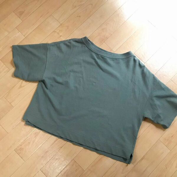 アローズ グリーンレーベル 短め丈&幅広Tシャツ カットソー くすみグリーン