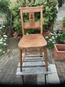 英国 アンティーク Church Chair / チャーチチェア クロスバック 椅子 教会 背面ポケット付