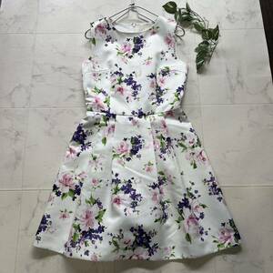  beautiful goods Chesty flower design One-piece A line no sleeve size 0 spring summer white ground floral print S lady's te-to lovely 