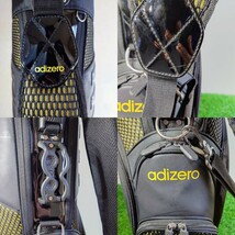 adizero アディゼロ キャディバッグ 5分割 ：カラーブラック×イエロー フードあり 整65_画像9