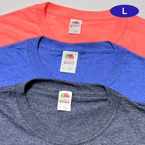 3色セット フルーツオブザルーム 半袖 Tシャツ メンズ L ネイビー ブルー オレンジ FRUIT OF THE LOOM 無地 まとめ売り 未使用 noca0202-FS