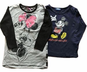 Tシャツ 長袖Tシャツ　130 ミッキー　ミニー　ディズニー　カーヴィ1枚おまけ