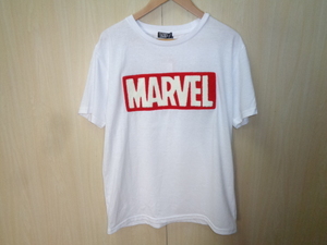 468◆新品 MARVEL ボックスロゴＴシャツ◆マーベル サイズＬ ホワイト/レッド MV-ST11 半袖Tシャツ ポリコットン ゆうパケット便発送 6E