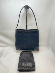 KT0327 GUCCI/グッチ ハンドバッグ ショルダーバッグ トートバッグ GGキャンバス レザー ネイビー×ブラック 収納袋付き