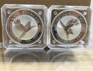 合計 164g ■２oz【２枚まとめて】オーストラリア 2ドル 純銀銀貨 2オンス AUSTRALIAN KOOKABURRA 999 SILVER 1996 エリザベス２世 匿名